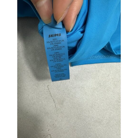 Skims Signature Swim Ruched T Shirt Cropped Keyhole Turquoise Blue M Read - Picture 5 of 9